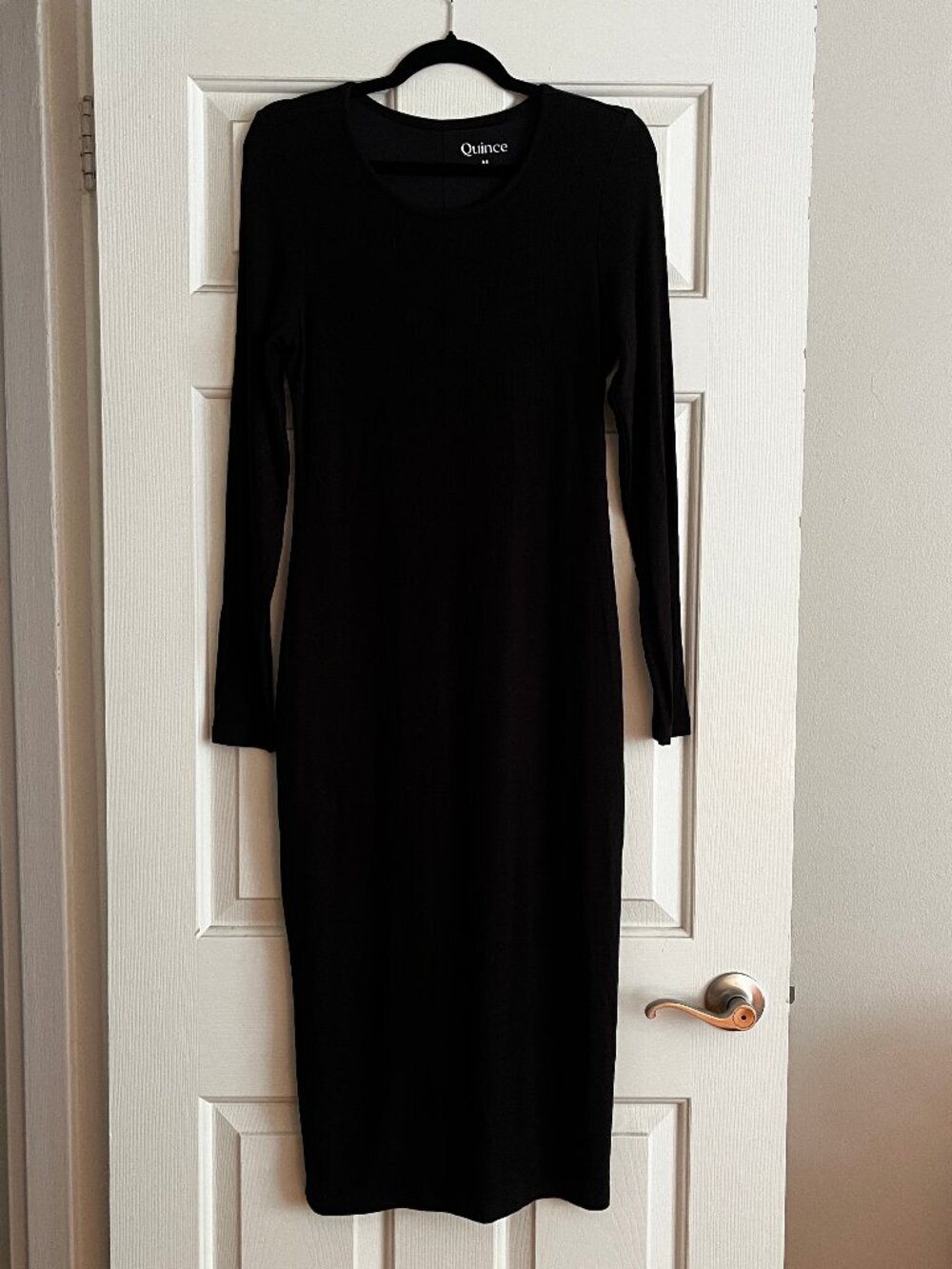 Quince Black Tencel Midi Dress - Lined with Back Slit